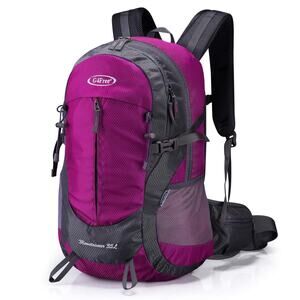 G4Free 35L Hiking Backpack Water Resistant Outdoor Travel Daypack Rose Red